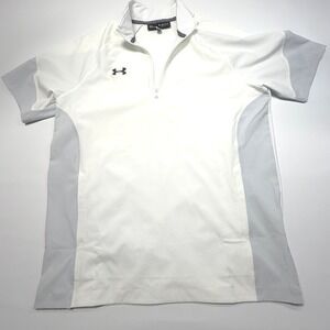Under Armour White Gray 1/4 Zip Performance Golf Top Mens Medium